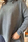 Bowie Asymmetric Turtle Neck Ribby Knit Pidgeon /28 =